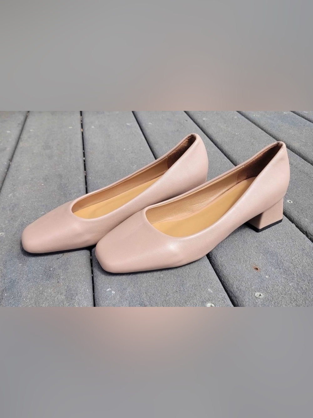 Low Block Heel Pumps Nude Size 8.5
